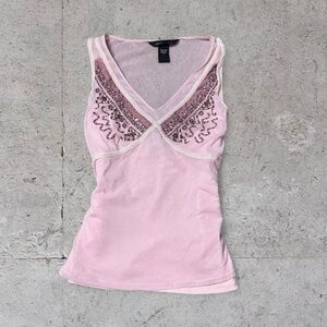 Y2K Beaded Pink Layered Tank Top